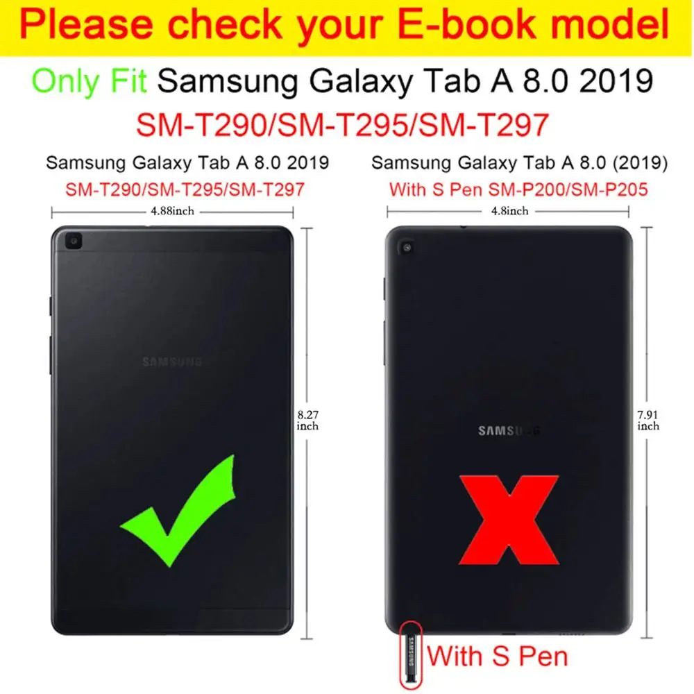 Чехол для samsung Galaxy Tab A 8,0 дюймов SM-T290/SM-T295 SM-T297 ультра тонкий легкий трехслойный чехол с подставкой жесткий чехол