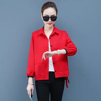 

Short Jacket Female 2020 Spring And Autumn New Loose Casual Thin Jacket Button Turn-down Collar Long Sleeve Tops