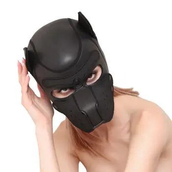 

Halloween Sexy Cosplay Puppy Mask Dog Full Soft Head Mask Prop Padded Rubber Puppy Play Mask For Masquerade