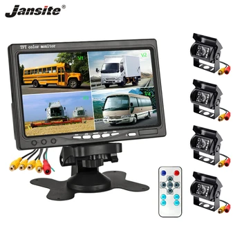 

Jansite 7" Car Monitor 4 Split Screen Headrest monitor 4-channel Video Input TFT Color Display Camera Rear view monitors cameras