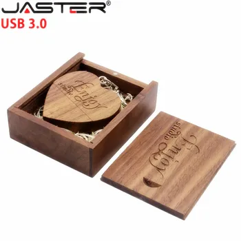 

JASTER USB 3.0 LOGO customized wooden Heart USB+BOX Flash Drive Pendrive 32GB 16GB 8GB 4GB 64GB U D photography wedding gifts