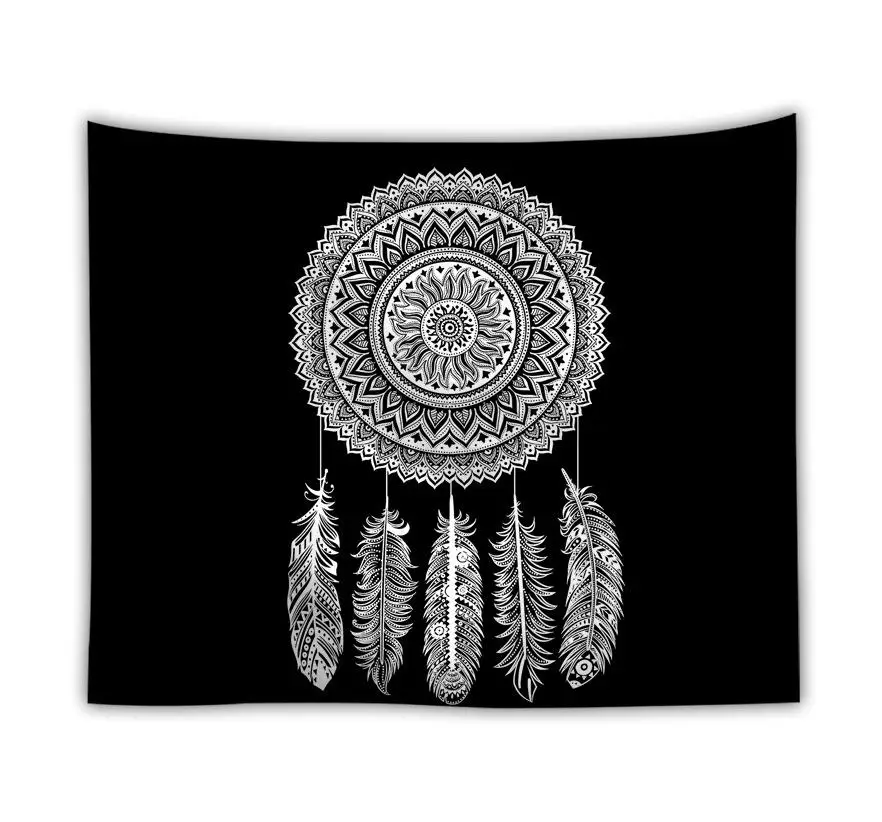 Hanging Cloth Feather Mandala Background Wall Bedroom Decoration Tapestry Dream Catching Net Large Live Photo - Цвет: 09