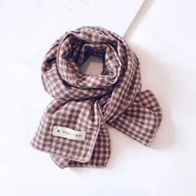 В стиле унисекс для маленьких мальчиков и девочек детская одежда в клетку с принтом в шарф из хлопка и льна Детская осенняя шаль шарфы