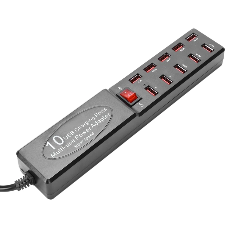 Мульти 10 портов Ac-usb-хаб, адаптер для быстрой полосы питания, настенное дорожное настольное зарядное устройство, зарядная станция для Iphone, samsung, Htc, Tabl