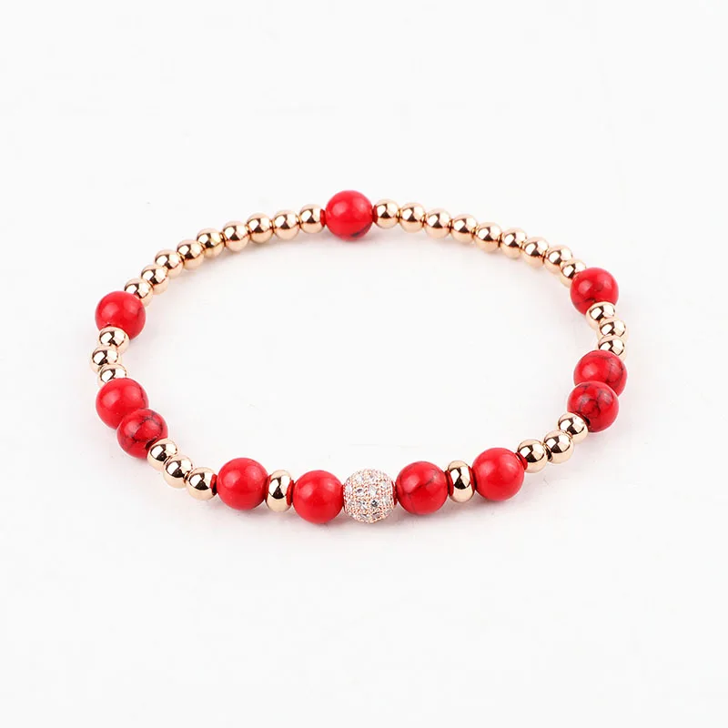 New Fashion Stainless Steel Beads CZ Pave Ball Charm Elastic Beads Bracelet For Women Jewelry Gift - Image 4