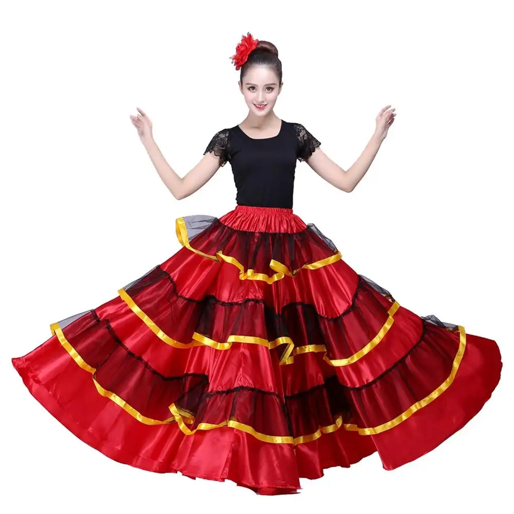 Falda de Flamenco español, falda de danza del de baile español, vestido de Flamenco, vestido de baile salón, envío directo - Novedad y uso especial