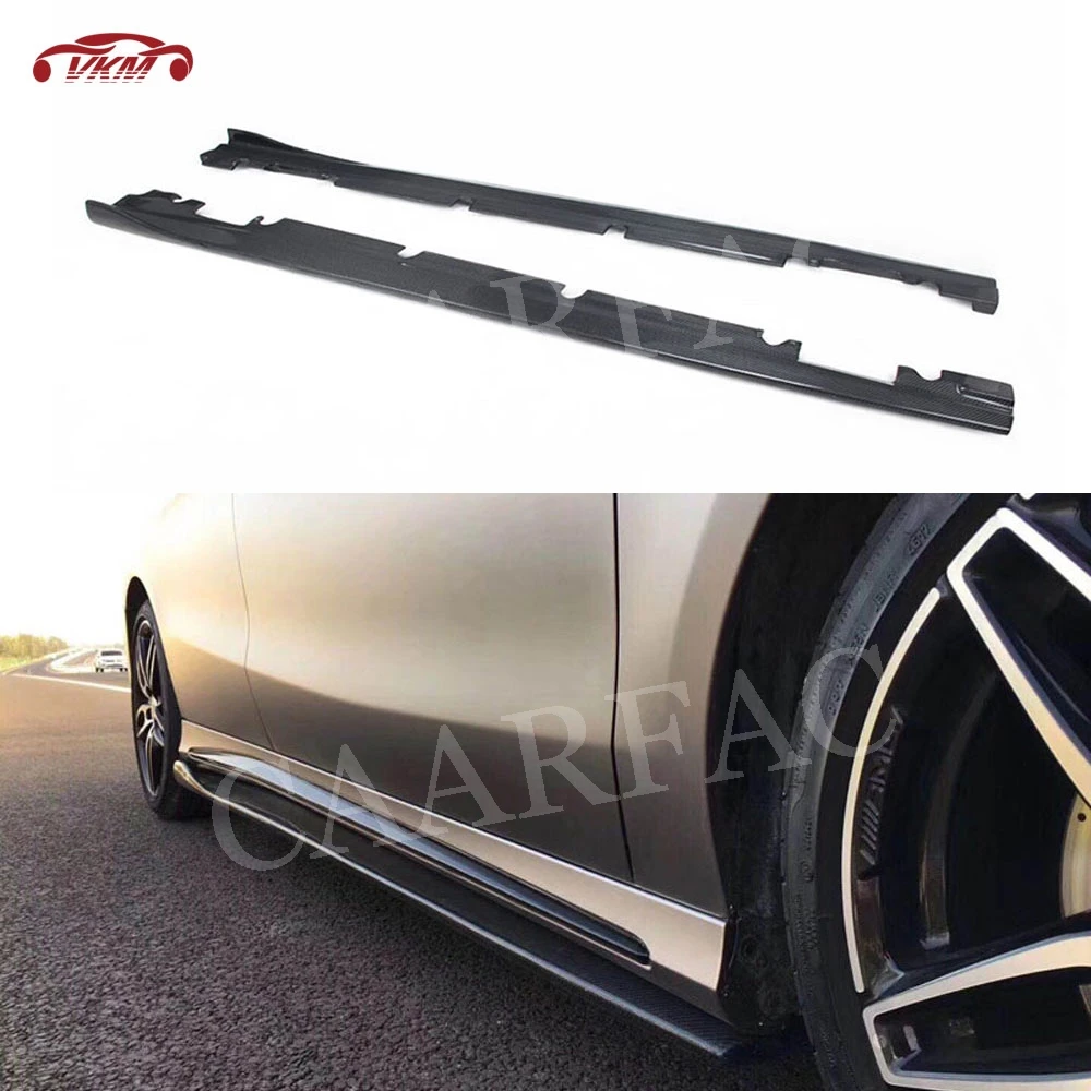 

Carbon Fiber Side Skirts Door Bumper Apron Spoiler for Benz W176 A Class A160 A180 A200 A250 A45 & W117 CLA180 CLA45 AMG 13-17