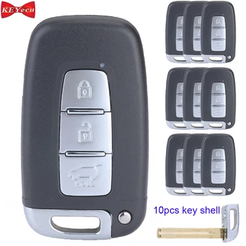 

KEYECU 10pcs for Hyundai Elantra Equus Genesis Coupe Sonata Remote Key Shell Case Fob 3 Button