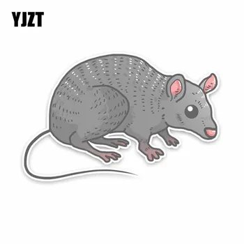 

YJZT 15.5CM*10CM Looking For Food Gray Mouse PVC Animal Car Sticker Decals C29-0611