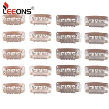 Leeons Wholesale Black White Brown Snap Clips 20Pcs Metal Clips Hair Extension Wig cap accessories Clips For Hair Bangs Comb