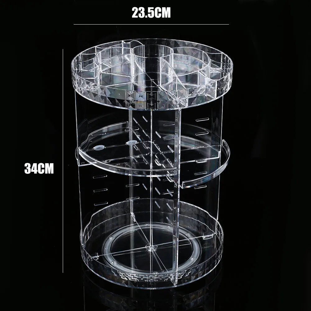 Косметичка, акриловый ромбовидный узор, вращающаяся на 360 градусов, Парфюмированная косметика, коробка для хранения, регулируемый органайзер для макияжа, карандаши для глаз