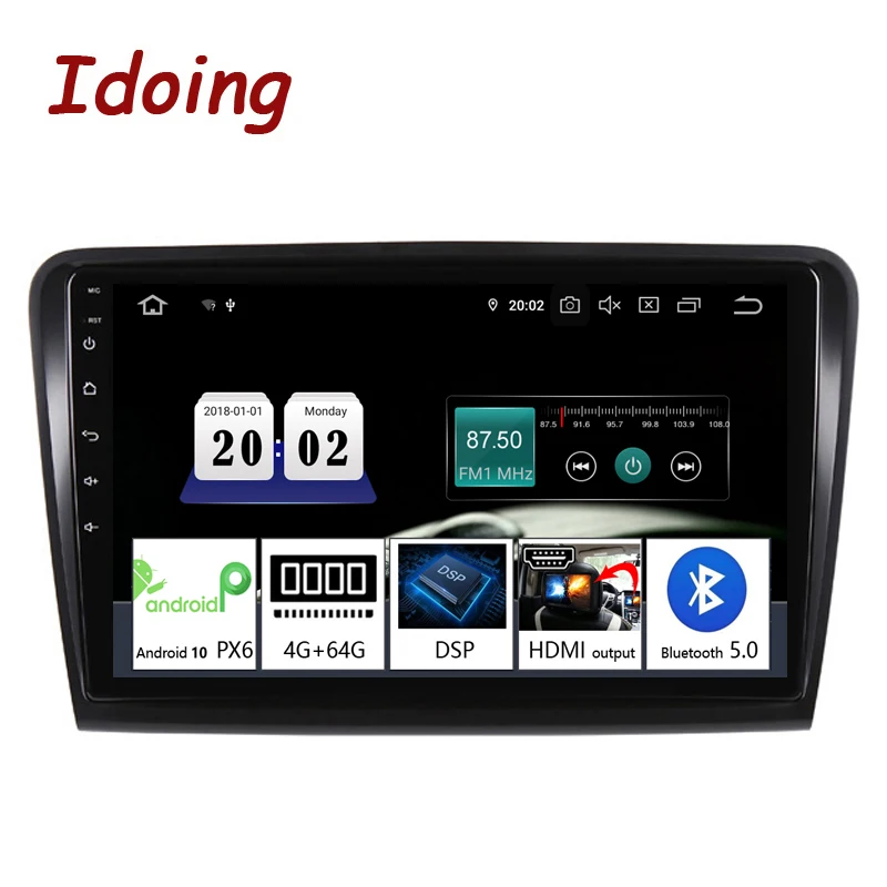 Автомобильный мультимедийный плеер Idoing 10 2 дюйма 2.5D для Skoda Superb 2008-2014 4 Гб + 64 ГБ