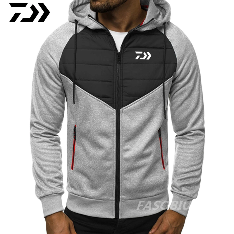 Men's Autumn Winter Daiwa New Fishing Clothes Outdoor Camping Jackets Hooded Solid Color Sports Padded Jacket | Спорт и