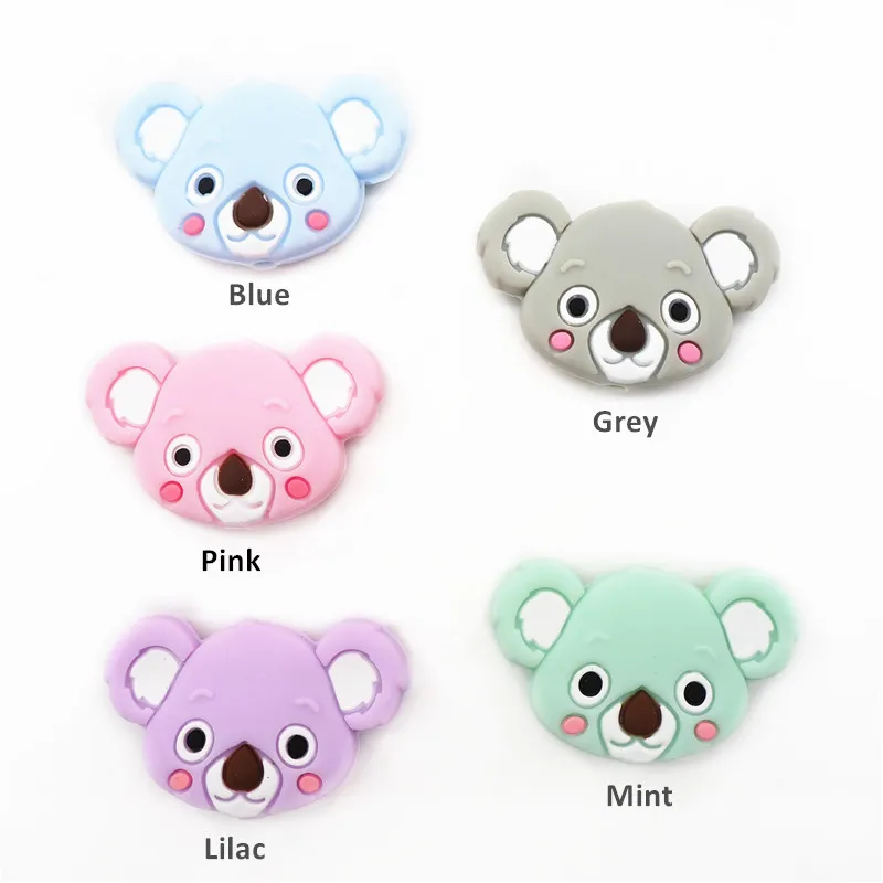 Chenkai 10PCS Silicone Koala Teether Beads DIY Animal Teething Necklace Beads For Baby Dummy Cartoon Pacifier Toy Accessories