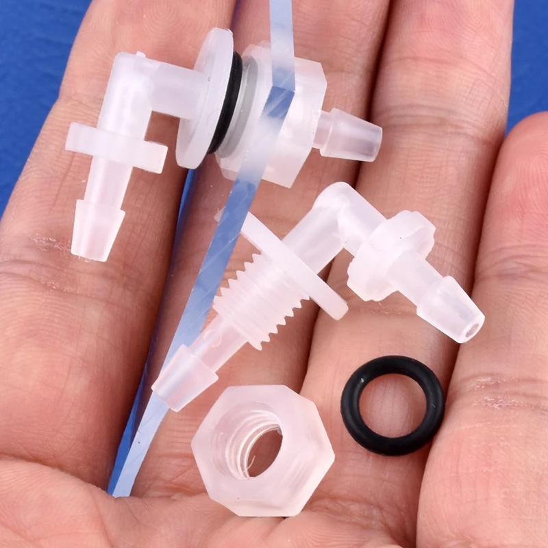 Hose Connector 5-200pcs M6-G1/2 To 2.4-11.1mm PP Pagoda Elbow Connector Nut O-Ring Irrigation Adapter