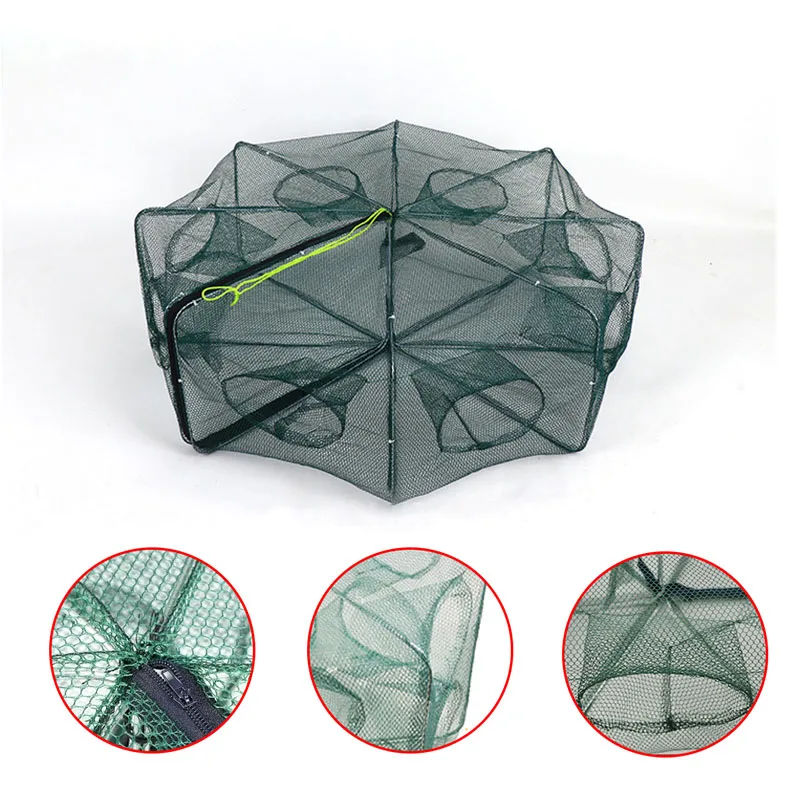 Reinforced 6 16 Hole Automatic Fishing Net Foldable Fish Cage Fish Net