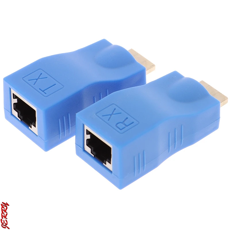 2 шт. ABS металл 1080P HDMI удлинитель для RJ45 через Cat 5e/6 сети LAN Ethernet адаптер с голубой