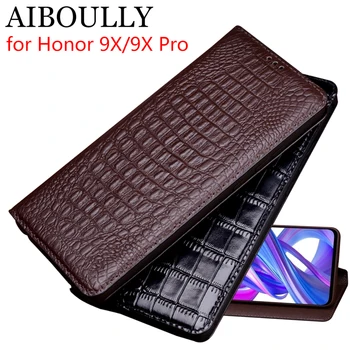 

AIBOULLY For Huawei Honor 9X Case Soft Silicone Back Flip Genuine Leather Cover For Honor 9X Pro Case Fundas Phone Capas