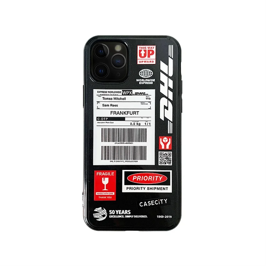Забавный INS Dhl Bar Label мобильный чехол для телефона, чехол для Apple iPhone 11 11PRO MAX 6 7 8 plus, блестящий ТПУ глянцевый рельефный чехол-накладка