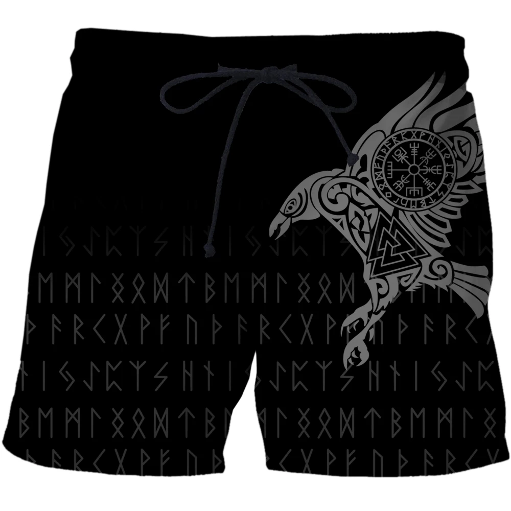 

viking Summer New Casual Shorts Men Beach Breathable Quick Dry Loose Shorts Men's Fashion Print Short Pants Couple Shorts Male