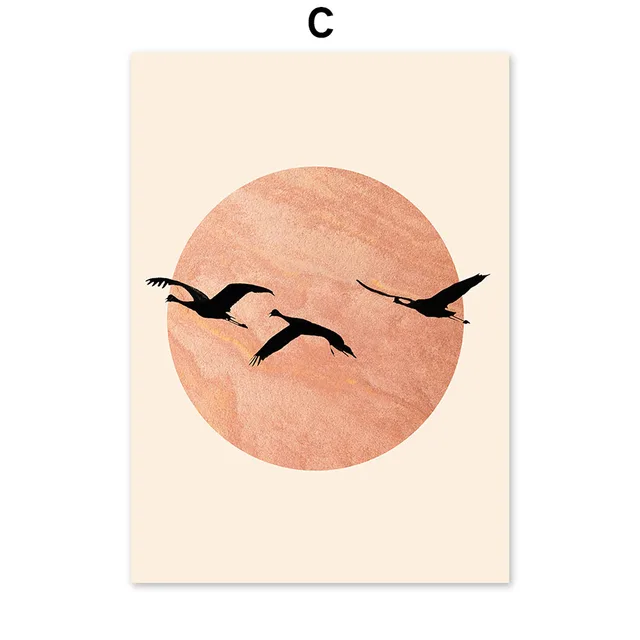 Abstract Sun Face Moon Plant Orange Wall Art Canvas Painting Nordic Posters And Prints Wall Pictures For Living Room Home Decor C