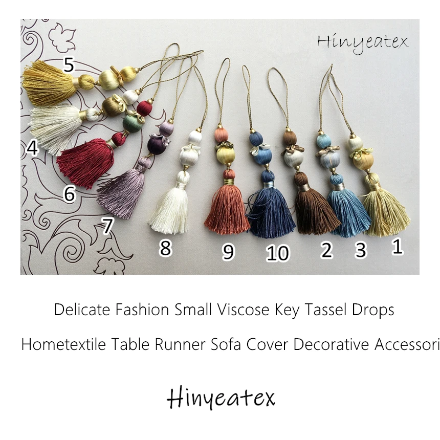 Delicate Fashion Small Viscose Key Tassel Drops for Hometextile Table Runner Sofa Cover Valance Bag Decorative Accessories