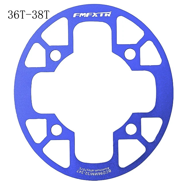 MTB фиксированной Шестерни Велоспорт Горный велосипед Звездочка Поддержка Рынок Защитная крышка большой 32 T/36 T/38 T/40 т/42 т шатунный палец для диаметра окружности болтов - Цвет: Oval-Blue-36T-38T
