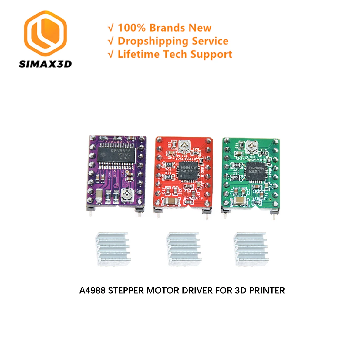 

SIMAX3D Stepper Motor Driver A4988 DRV8825 Reprap Stepper Driver Module+ heat sink with sticker For DIY 3D Printer Parts-