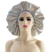 Luxury Jumbo Satin Bonnet Cap Wide Elastic Band Night Hair Care Cover Big Size 2