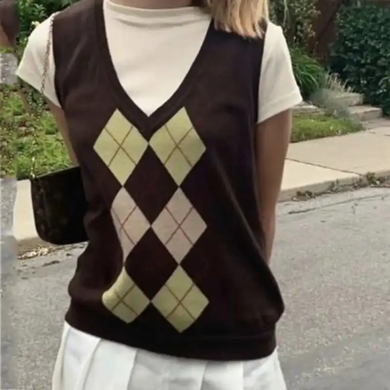 brown argyle jumper