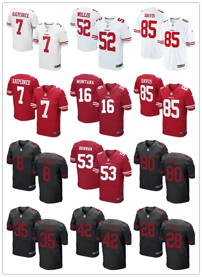 Stitiched San Francisco s Colin Kaepernick Патрик Уиллис Джо Монтана Jerry Rice NaVorro Bowman для молодых детей Джерси