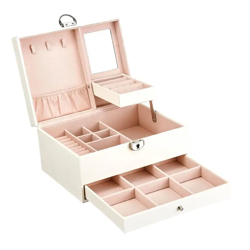 Jewelry Organizer Holder Large Capacity Jewelry Storage Can Multi-layer Ornament Storage Box Leather Jewelry Box for Girl Lady