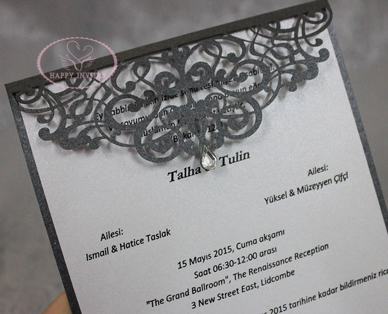HI3027-13 Customize Laser Cut Wedding Cards with Personal Printing  More Colors Available