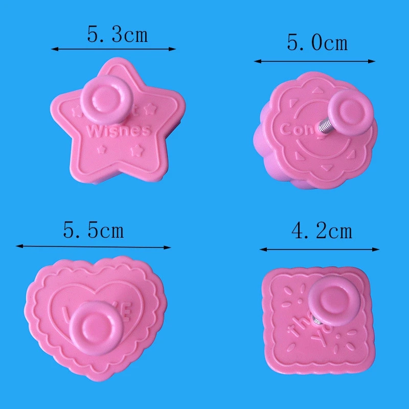 4Pcs/set blessing language series Spring Cookie Mold Cutters Biscuit Fondant Embossing Plunger Cookie Cake Decorating Tools