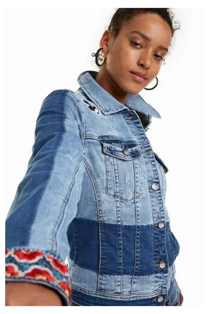 

2019 new Spanish D-style stitched Embroidered Beaded jean jacket