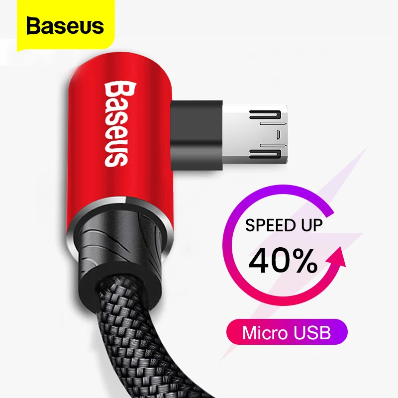 Baseus 90 градусов Micro USB кабель для Xiaomi Samsung Быстрая зарядка зарядное устройство Дата