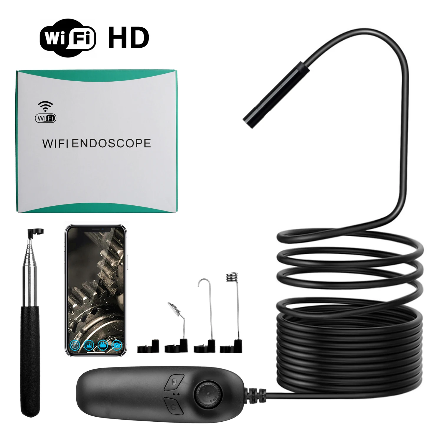 Y12 3 5 m/5 m/10 m Полужесткий кабель HD1200P Wifi эндоскоп Инспекционная камера IP67