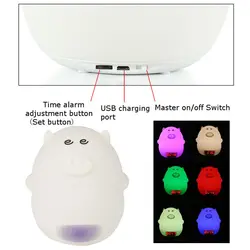 Прекрасный милый поросенок светодиодный ночник световой/звуковой контроль с будильником USB белого цвета