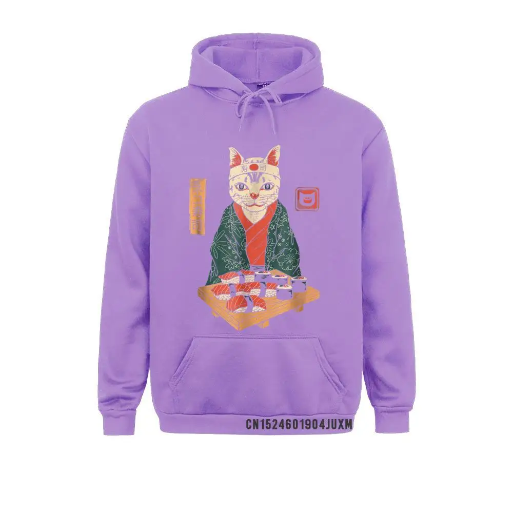 Casual Cute Neko Sushi Bar T-Shirt__3211 Sweatshirts Summer Fall Hoodies Long Sleeve for Men Family Printed Sweatshirts Cute Neko Sushi Bar T-Shirt__3211purple