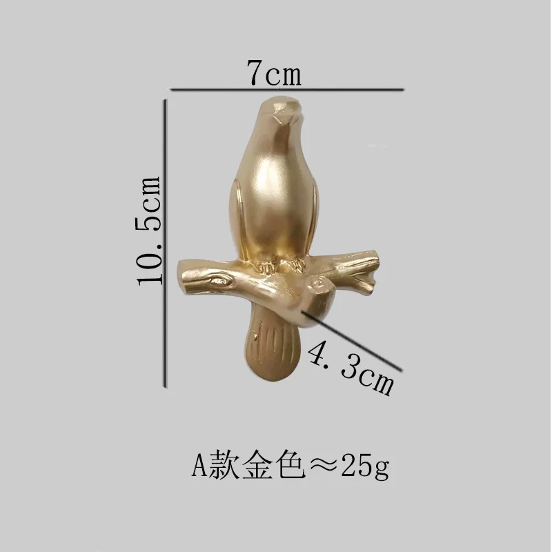 Полимерные крючки в виде птиц, настенные украшения для спальни, двери, бесшовные крючки для ключей, крючки, вешалка для одежды, держатель для ключей, настенные знаки, домашний декор - Цвет: A Golden
