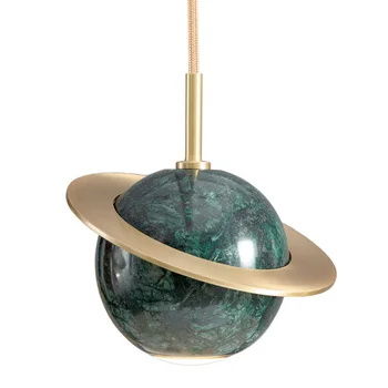

Nordic simple all copper marble pendant light black white color restaurant model room bar window bedroom bedside hanging lamp