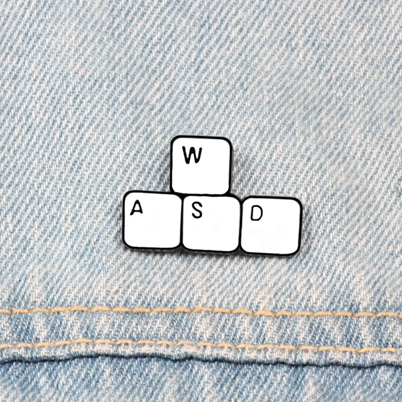 Игровая брошь WASD с эмалью эмалированная джинсовая рубашка значок отворотом для