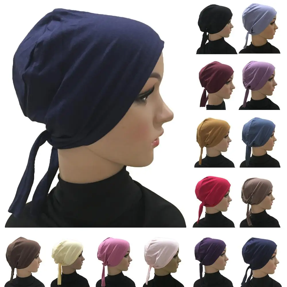 Cotton Under Scarf Hijab Inner Hat Women Muslim Bandana Beanie Bone