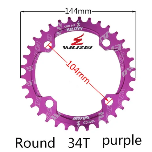 Einzigen geschwindigkeit система Breite kettenblatt 104 BCD RUNDE 32t 34t 36t 38t MTB 11 s 10 s 9 s 1*11 Kurbel Kettenblatt кольцо - Цвет: Round 34T purple