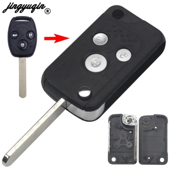 

jingyuqin 20p 3BTN Modified Flip Folding Remote Car Key Shell Case for Replace HONDA Accord Fit Civic CRV Pilot Fob Folding Case