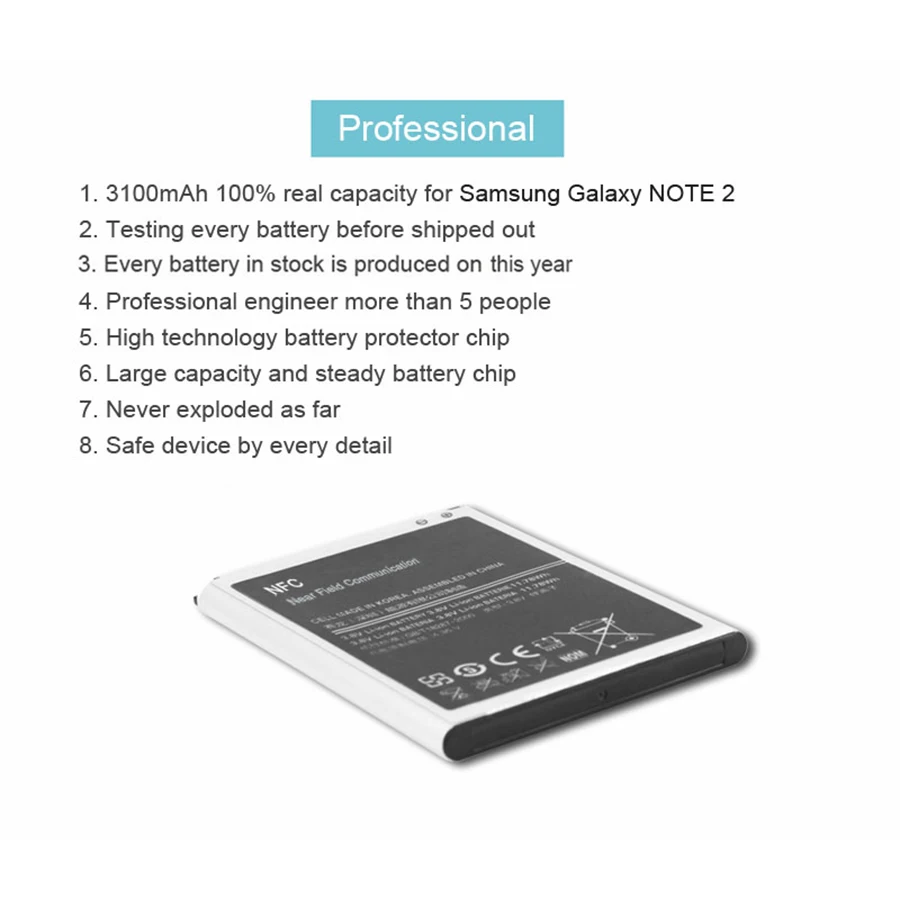 Аккумулятор PINZHENG для мобильного телефона samsung Galaxy Note 2 II N7100 N7105, настоящий аккумулятор 3100 мАч, высококачественный сменный аккумулятор