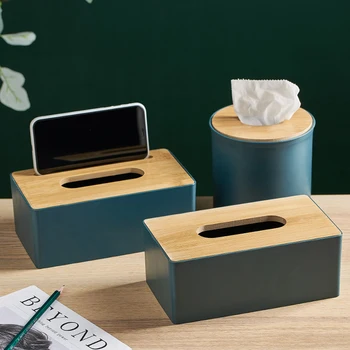 

Creative Square Container Wooden Tissue Box Holder Creative Storage Napkin Tissue Boxes Paper Papel Tisu Kitchen Items BW50ZJ