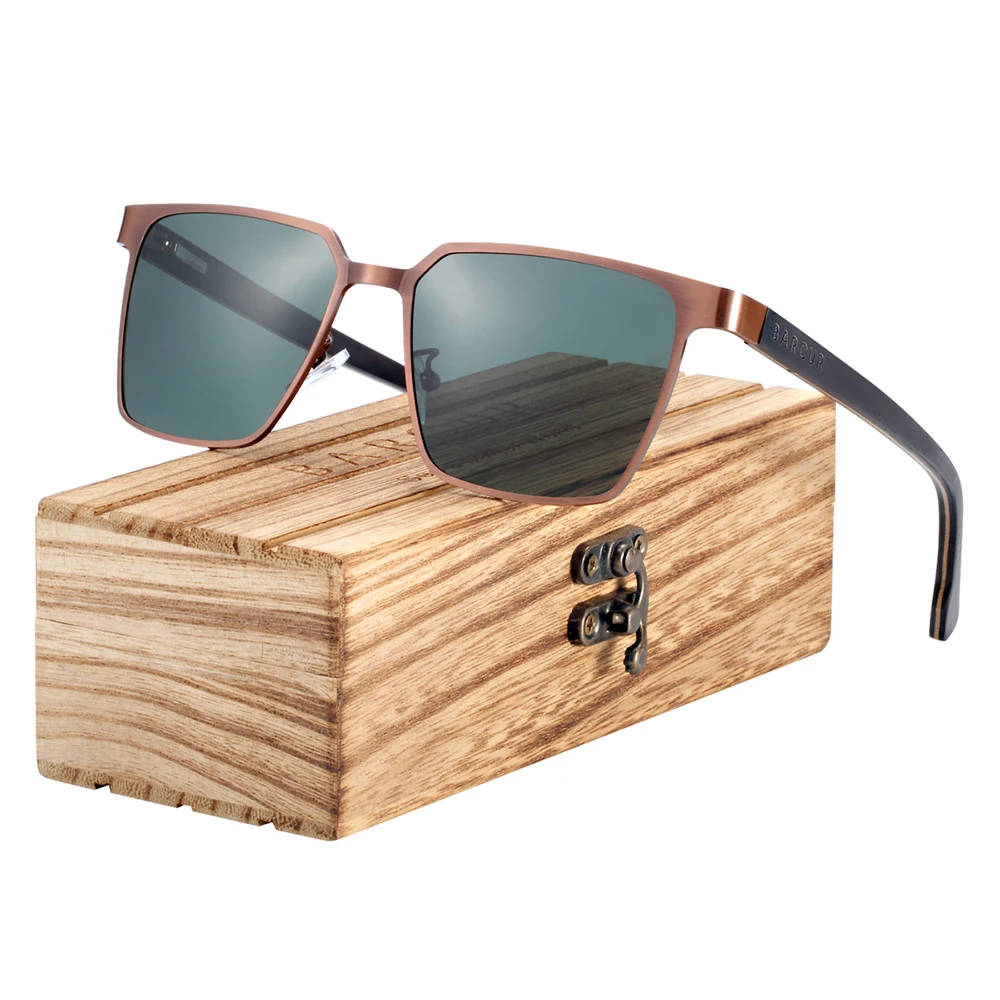 BARCUR gafas de sol cuadradas de madera para hombre, lentes de sol polarizadas con marco de acero gafas de sol de de sol mujer| - AliExpress