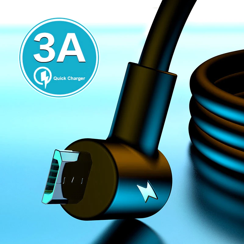3A USB кабель Зарядное устройство Быстрая зарядка 90 градусов локоть данные Micro USB кабель для samsung S6 S7 Edge Microusb шнур Кабели для мобильных телефонов