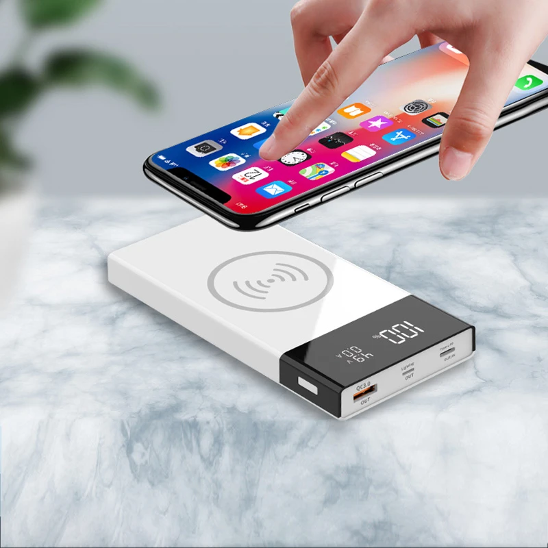 Ceny 20000mAh QC 3.0 ładowanie wireless obudowa power banku USB typu C PD szybkie ładowanie porty cyfrowy wyświetlacz DIY Powerbank powłoki 6*18650